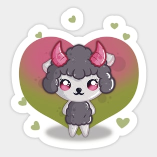 Cute Little Valentines Day Sheep with Hearts Sticker